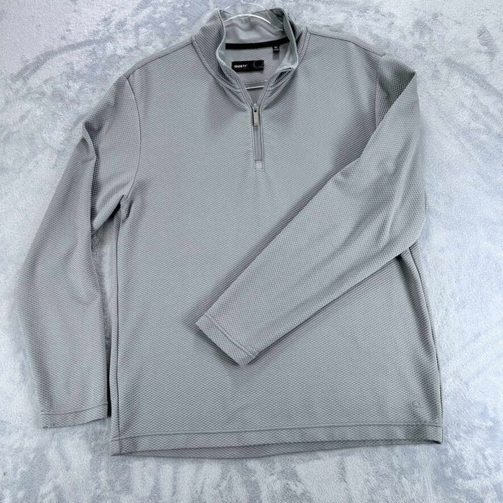 Quieti Performance Pullover Men's Medium Grey Long Sleeves Quarter Zip RN:136361